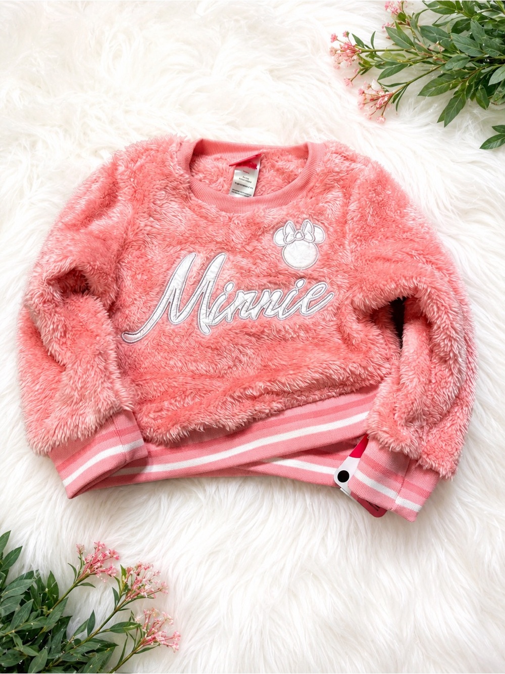 Disney Pink Pink Minnie Fuzzy Pullover Sweatshirt